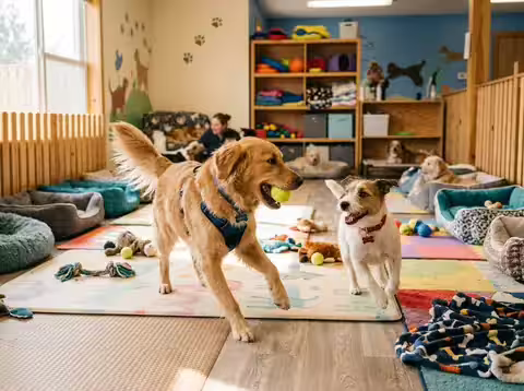 Honden spelen in een dagopvang