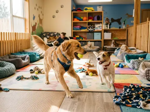 Honden spelen samen in de opvang